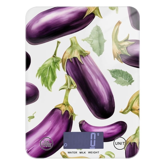 Eggplants Food Scale Digital Kitchen Scale Waterproof Tempered Glass Tare Function 11 lb for Baking Cooking Meal Prep