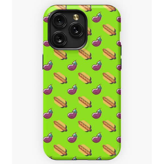 Eggplants and Hotdogs Light Green G4887 Phone Case for iPhone17 16 15 14 13 12 11 Pro Max