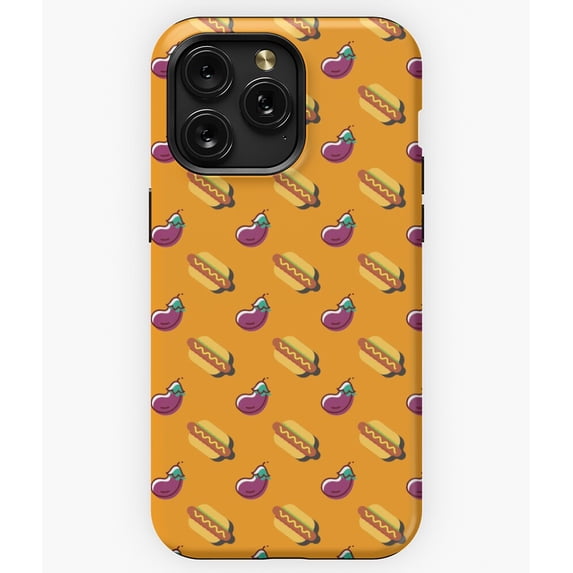 Eggplants and Hotdogs Orange Pattern G4933 Phone Case for iPhone17 16 15 14 13 12 11 Pro Max