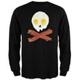 thumbnail image 1 of Eggs And Bacon Skull And Cross Bones Black Adult Long Sleeve T-Shirt - Large, 1 of 1