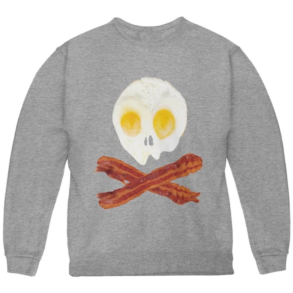 Eggs And Bacon Skull And Cross Bones Youth Sweatshirt Storm Grey YLG