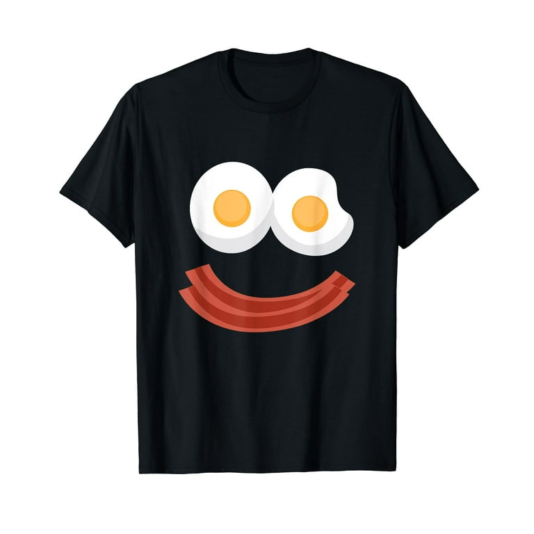 Eggs Bacon Smiley Face Breakfast Matching Costume Print T-Shirt