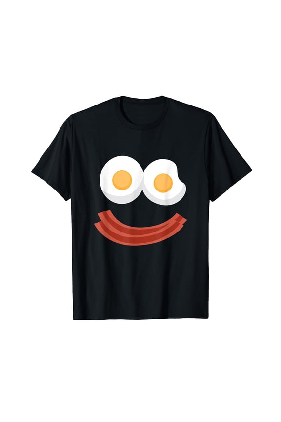 Eggs Bacon Smiley Face Breakfast Matching Costume Print T-Shirt