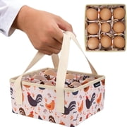Eggs Collecting Basket, Egg Bags with 9 Pouches, Durable Canvas Eggs Holder with Bottom PP Board, Collector & Container for Duck, Chicken, Goose Egg