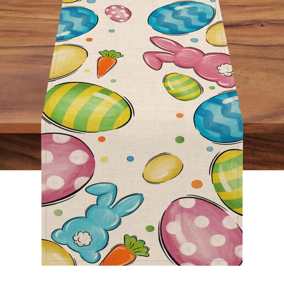 Eggs Easter Table Runner Spring Summer Seasonal Holiday Kitchen Dining Table r for Indoor Outdoor Home Party ration