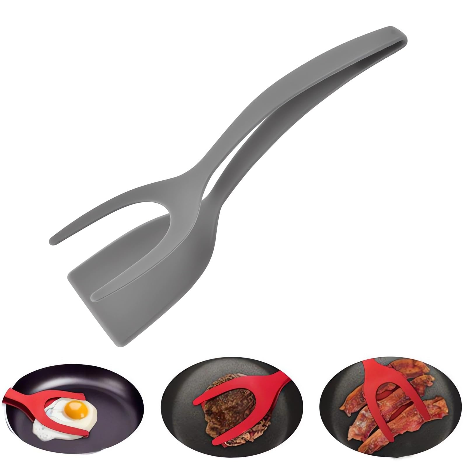 Eggs Flipper Spatula, 2 in 1 Spatula and Tongs, Fried Eggs Spatula