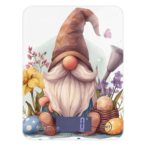 Eggs Flowers Gnome Food Scale Digital Kitchen Scale Waterproof Tempered Glass Tare Function 11 lb for Baking Cooking Meal Prep