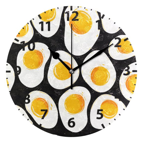 Eggs Pattern Wall Clock 10in Round Artistic Oil Painting Home Decor Desk Table Clock