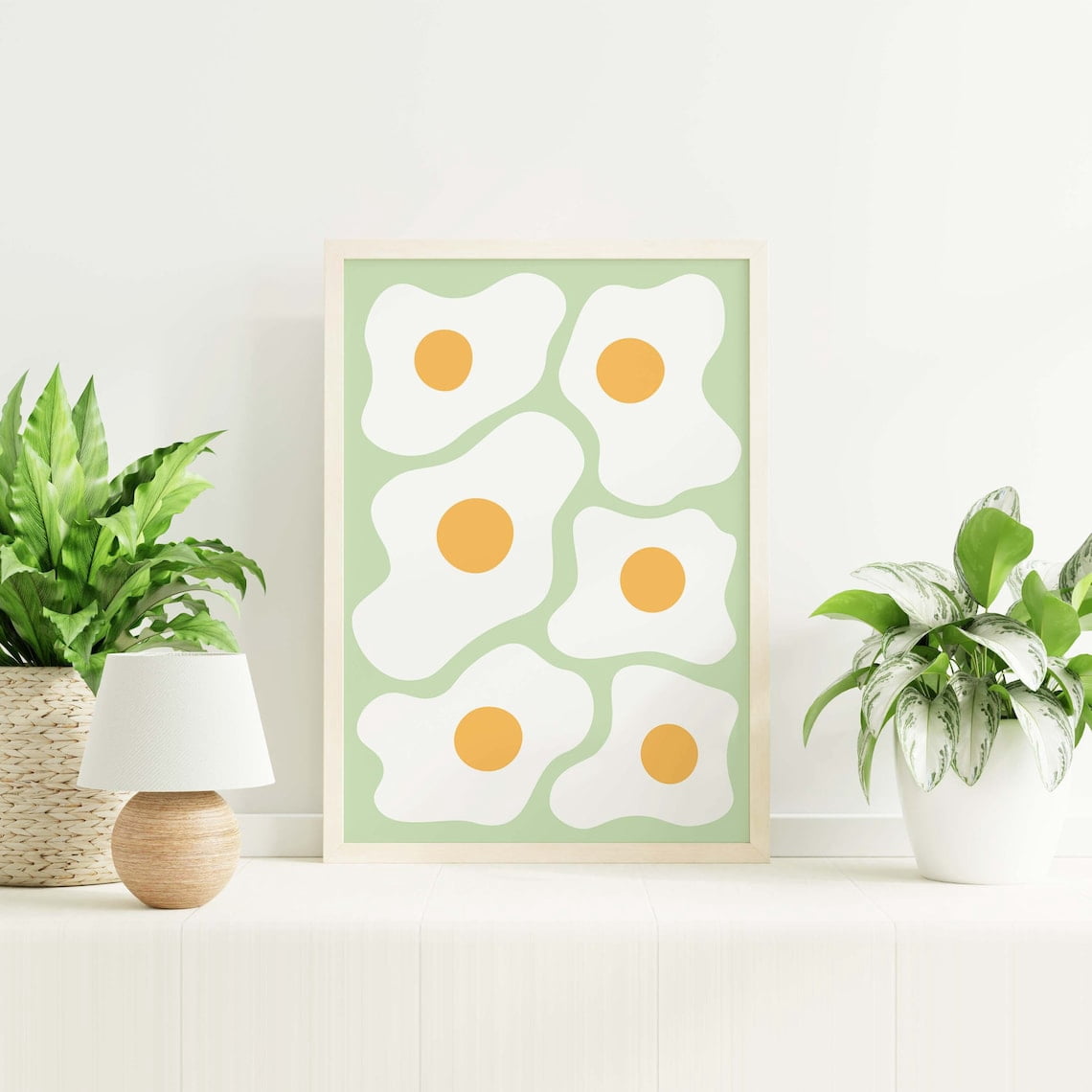 Eggs Poster Green Kitchen Food Decor Retro Breakfast Art Cute Trendy ...