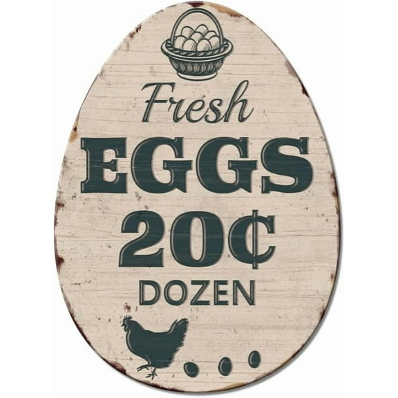 Eggs Price Tin Signs Vintage Metal Poster Fresh Eggs 20 Cents Dozen Tin Sign Decor Retro Elliptical Sign for Supermarket Farm Chicken Kitchen Coop Shops Wall Art Signs Decor 13.8x10in for DIY