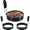 thumbnail image 1 of Eggs Rings, 4 Pack Stainless Steel Egg Cooking Rings, Stainless Steel Omelet Ring with Silicone Insulated Handle Pancake Mold for frying Eggs and Omelet, 1 of 5