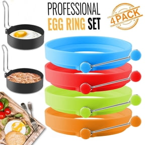Eggs Rings 4PCS Silicone Tool Pancake Cooking Handles Nonstick Kitchen KitchenDining Bar,Egg Steamer