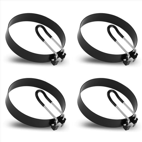 Eggs Rings, 8 Pack Stainless Steel Egg , Pancake Mold for Frying Eggs and Omelet,8 x Eggs rings,Black