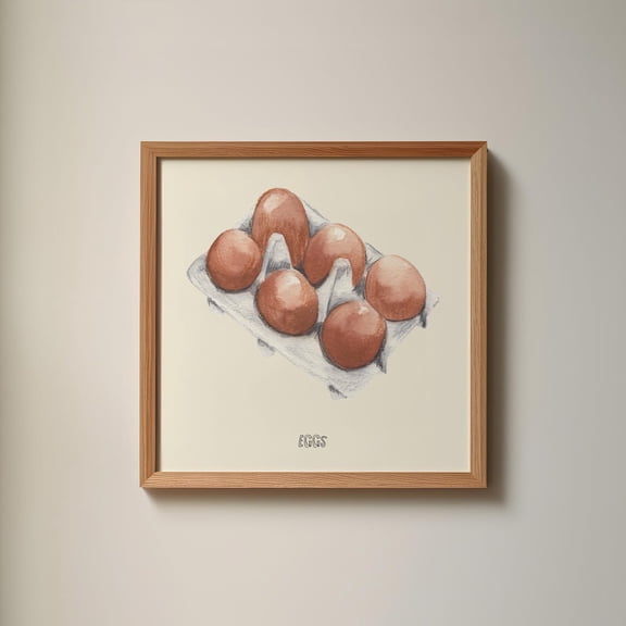 Eggs, Simple Kitchen Collection Art Print, Trendy Decor, Cottage, Fruit Market On Demand Wall Art, Modern Wall Decor, 16x16 UNFRAMED