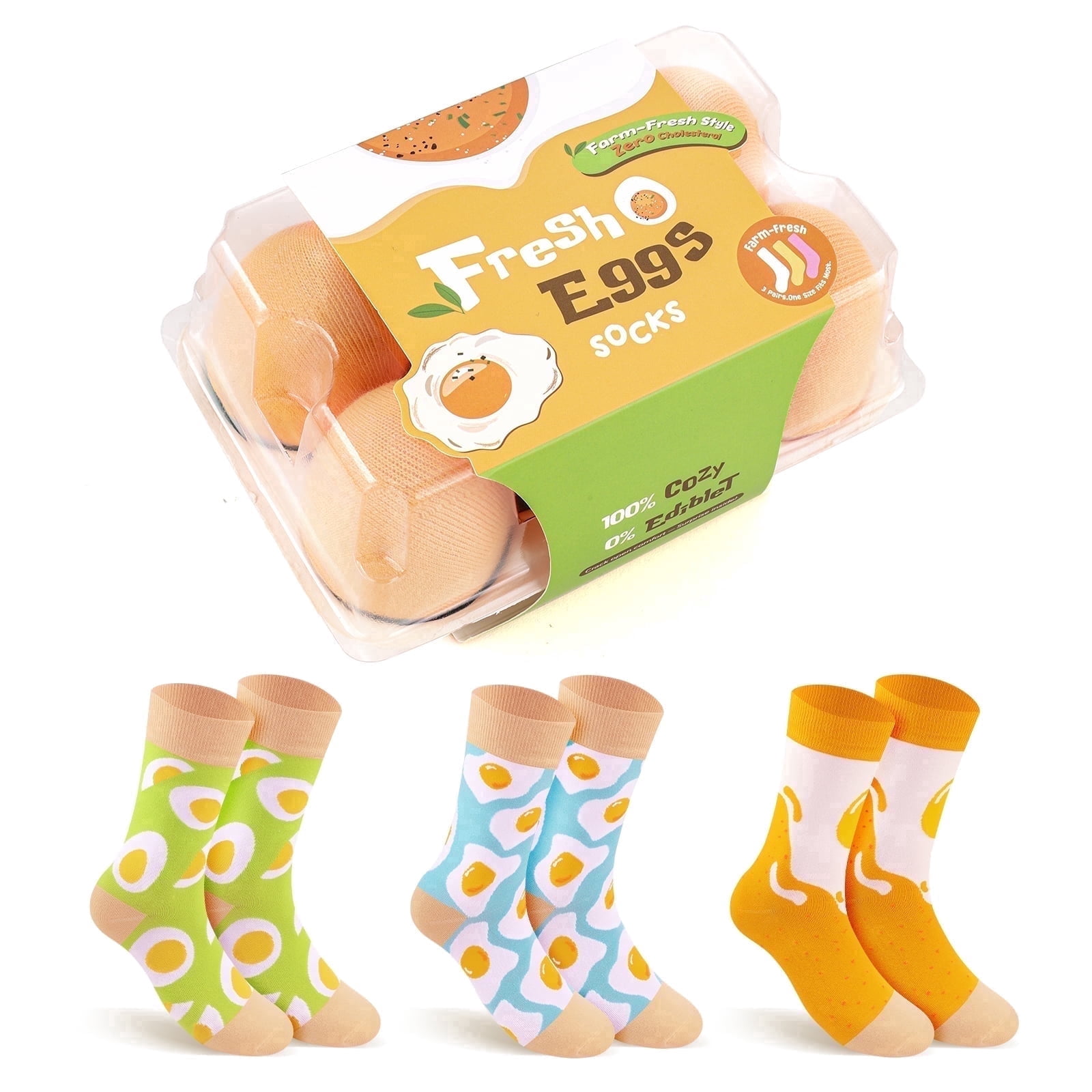 Funny Egg Cartons Socks-Unique Gag Gifts for Men Women Teen Boys - Novelty Funky Cool Crazy Silly Food Socks Box- Birthday Easter Fathers Day Fun Gifts for Him Dad Valentine Stocking Stuffer -3 pairs
