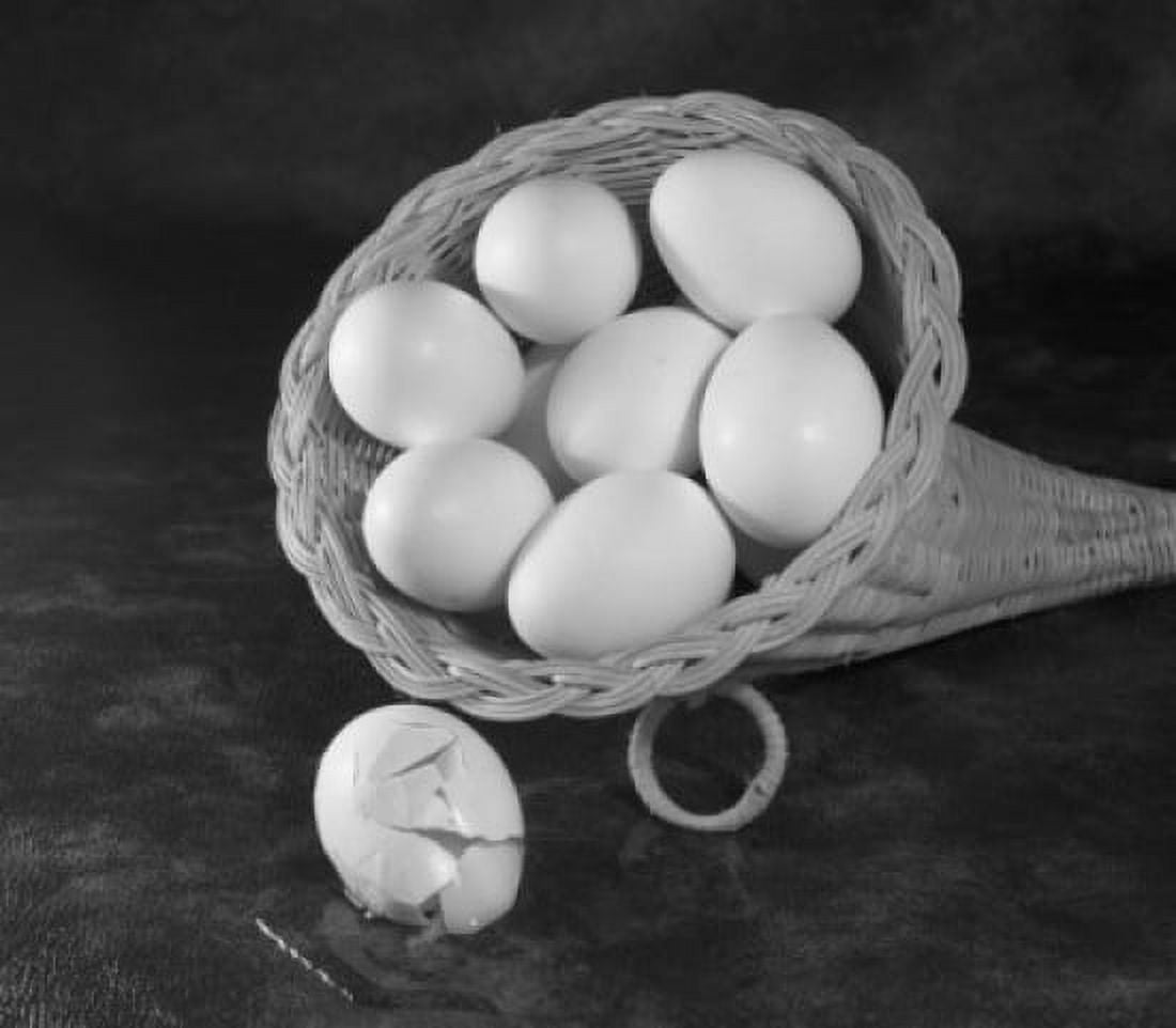 Eggs in the basket on the foreground broken egg Canvas Art - (18 x 24)
