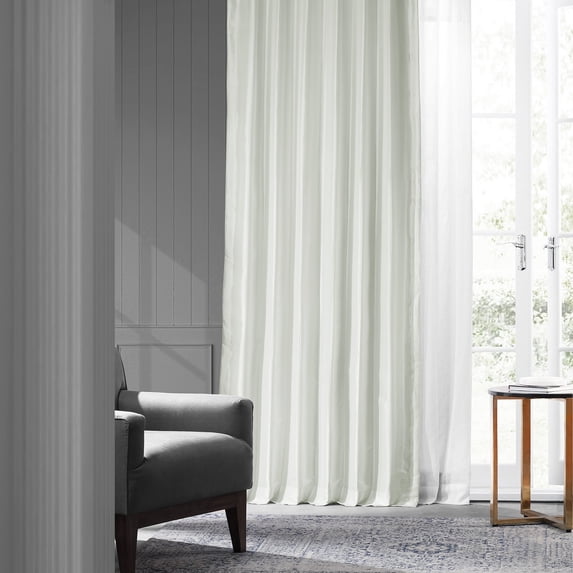 Eggshell Blackout Faux Silk Taffeta Curtain (1 Panel), Eggshell, 50W X 108L