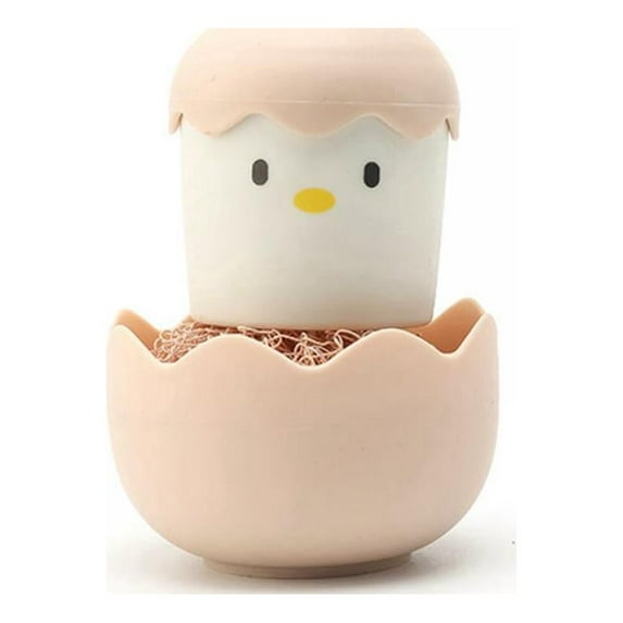Eggshell Chicken Cleaning Brush, Cute Cartoon Kitchen Cleaning Scrubbers, Detachable Handle and Fiber Ball, Multipurpose Dish Pot Washing Tool