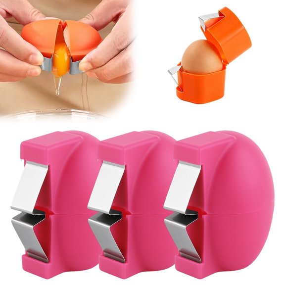 Eggshell Cracker | Stainless Steel Egg Separator and Shell Remover | Suitable for Raw and Cooked Eggs | Portable Kitchen Gadget (Yellow, 3PCS)