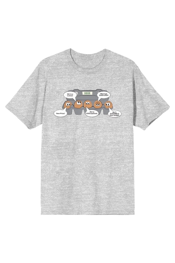 Eggspensive Eggs Chat Bubbles Crew Neck Short Sleeve Athletic Heather Men's T-shirt-3XL