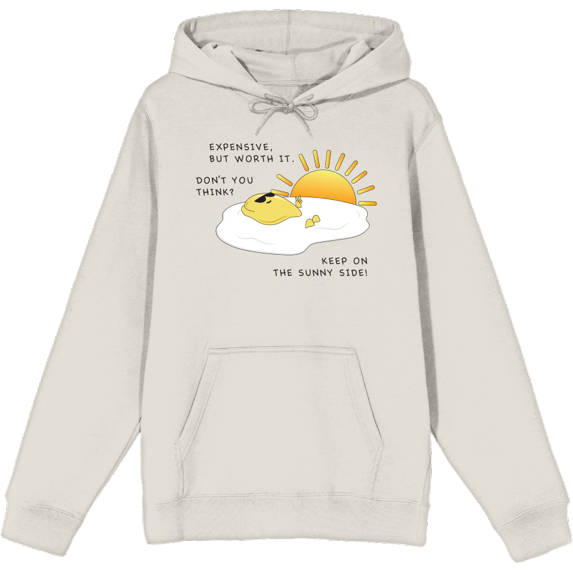 "Eggspensive Eggs - Keep On The Sunny Side" Adult Sand Long Sleeve Hoodie-Small