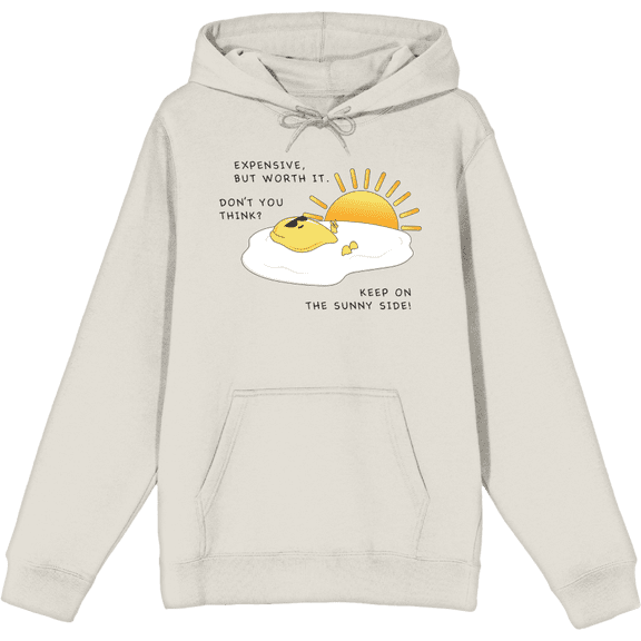 "Eggspensive Eggs - Keep On The Sunny Side" Adult Sand Long Sleeve Hoodie-XL