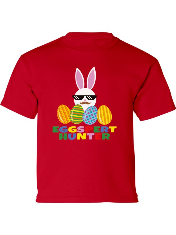 Eggspert Hunter Bunny Graphic Shirt - Happy Easter Day Infant SHirt - Christian T-Shirt Boys Girls Outfit Gifts