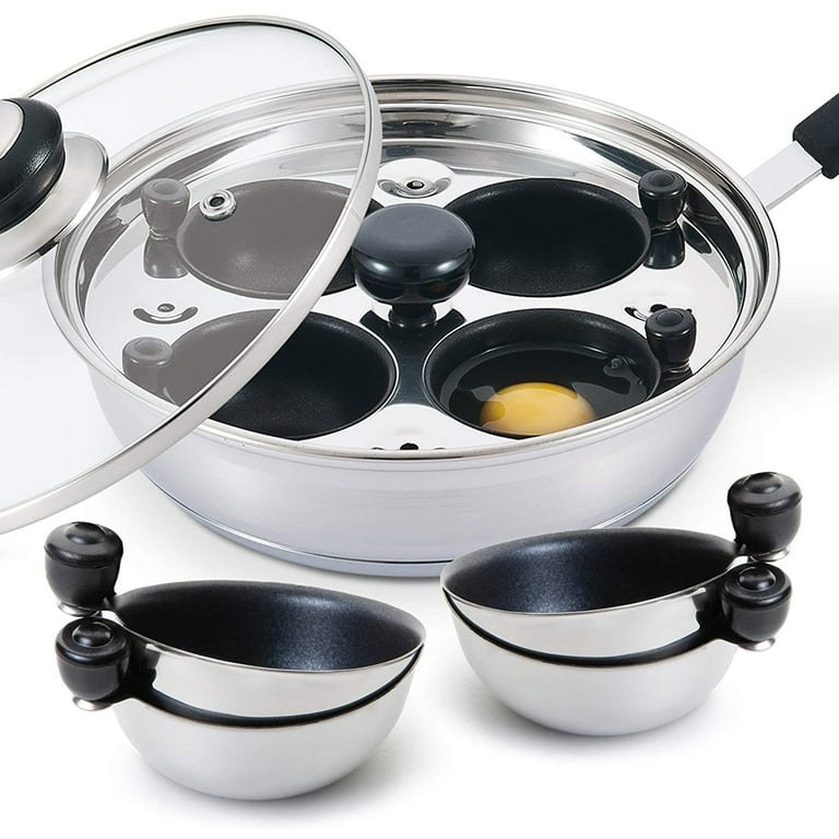  6 Cups Egg Poacher Pan - Stainless Steel Poached Egg