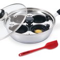 Eggssentials Stainless Steel Egg Poacher Pan Non Stick Poached Egg Cooker with Spatula - image 1 of 8