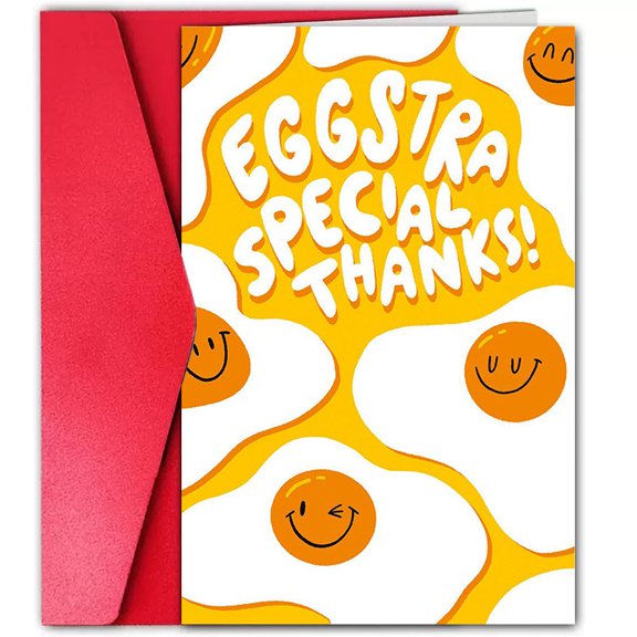 Eggstra Special Thanks Greeting Card – Fun Egg Design with Matching Red Envelope – Ideal for Gratitude, Appreciation, or Any Occasion