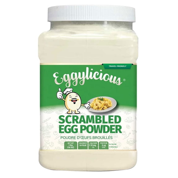 Eggylicious Egg Scramble Mix Made w/ Hormones Free Whole Eggs/Protein Packed Easy & Delicious Breakfast - Ideal for Outdoors/Camping/Backpacking Preservatives Free Easy Storing 1 lb Jar