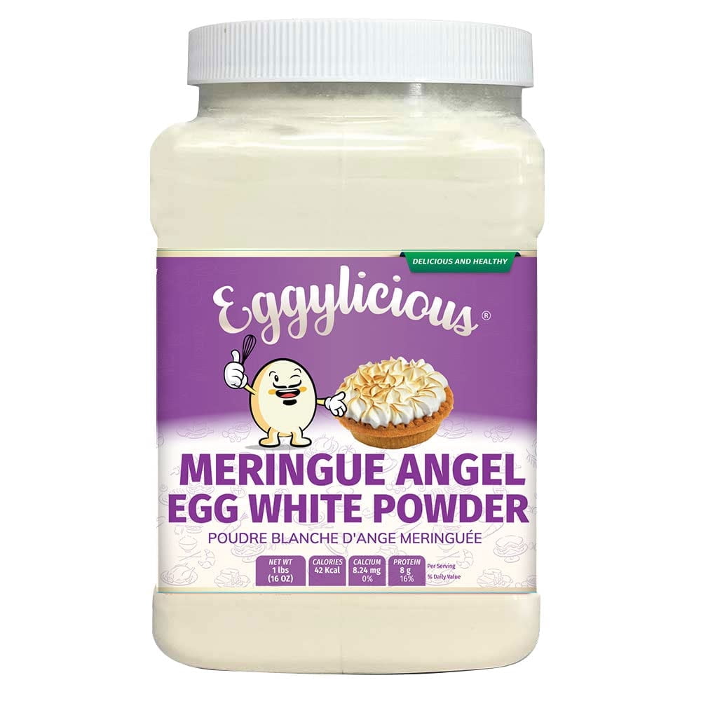 Eggylicious Meringue Powder  Made w/ Pure Egg Whites - Gives Body & Stability to a variety of icings  Ideal for Homemade Filling/Royal Icing/Cake Decorations & More  Preservatives Free  1lb Jar