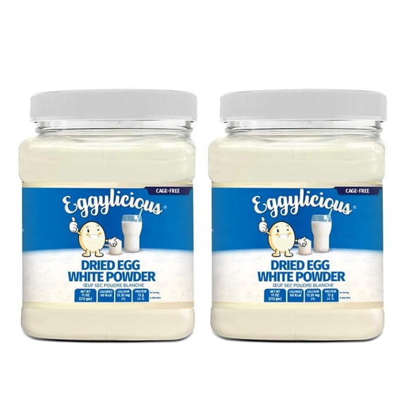Eggylicious | PACK of 2 | Cage-Free Egg White Powder 11 oz (312 gm) | Made in USA from Humanely-Raised Cage-Free Eggs | Perfect for Macarons, Fluffy Meringues, Shakes, Omelets | Non-Bioengineered