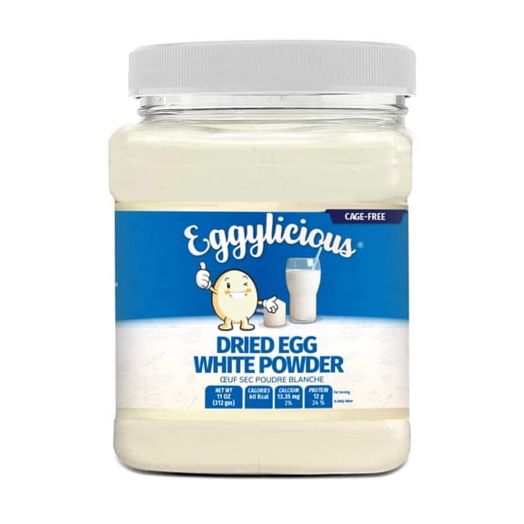Eggylicious | PACK of 4 | Cage-Free Egg White Powder 11 oz (312 gm) | Made in USA from Humanely-Raised Cage-Free Eggs | Perfect for Macarons, Fluffy Meringues, Shakes, Omelets | Non-Bioengineered