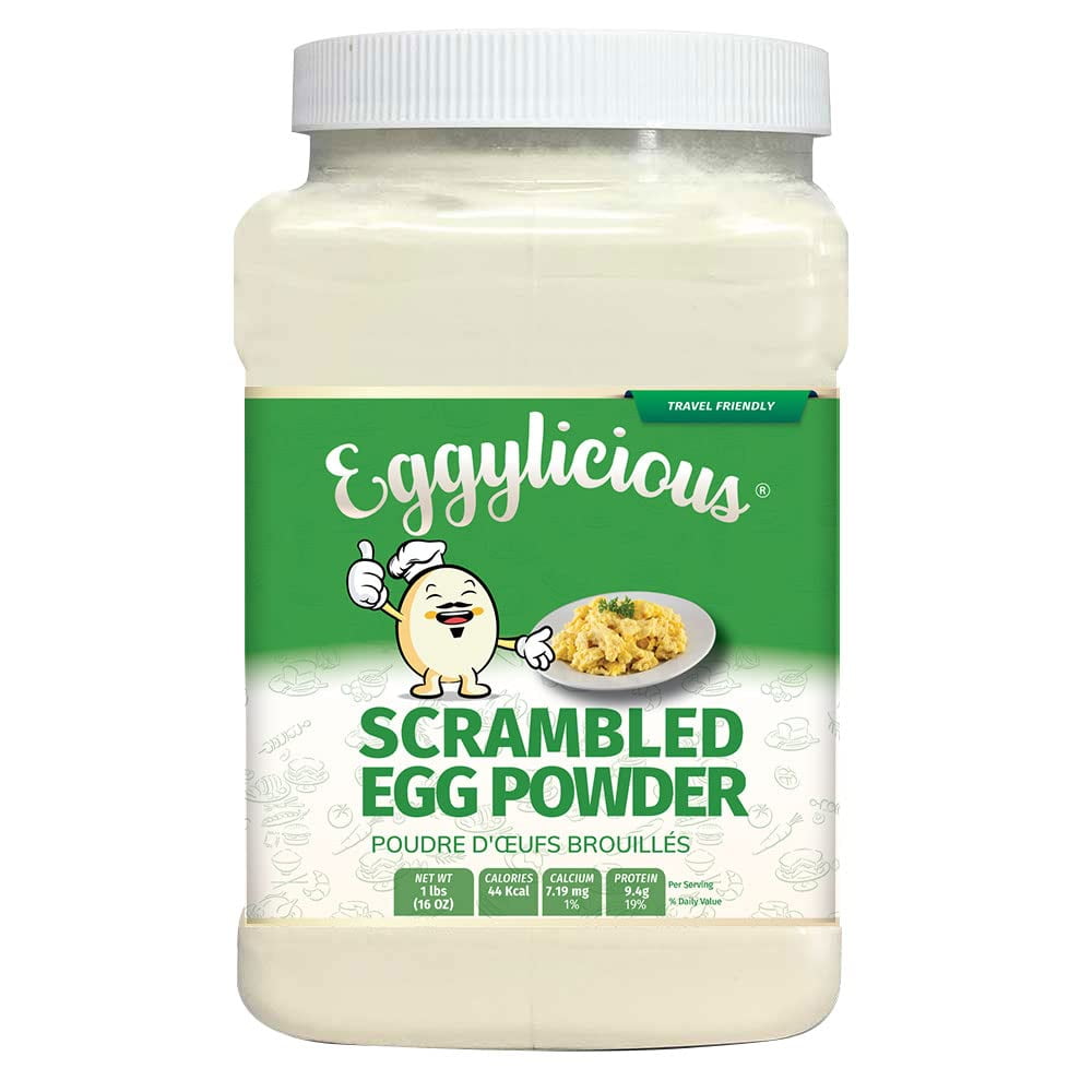 Eggylicious- PACK of 4 - Egg Scramble Mix – Made w/ Hormones Free Whole Eggs/Protein Packed –Easy & Delicious Breakfast - Ideal for Outdoors/Camping/Backpacking- Easy Storing 1 lb Jar