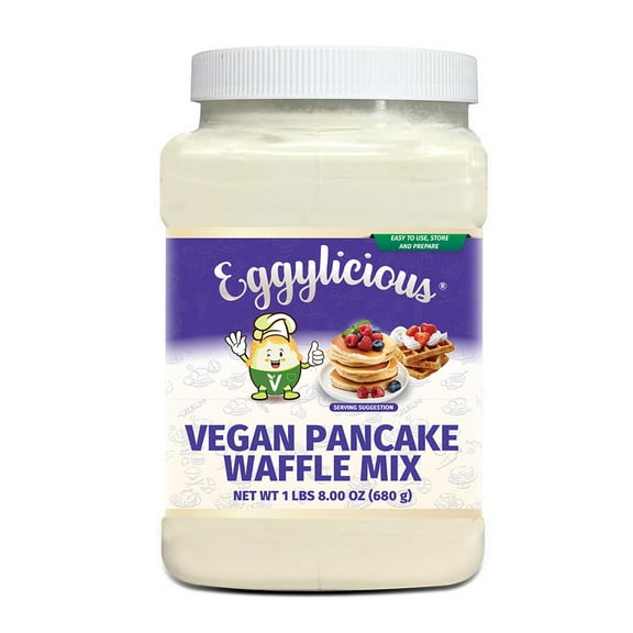 Eggylicious Vegan Pancake Waffle Mix 1 lbs 8 oz (680 gm) | Protein & Fibre Rich Quick & Easy Breakfast | Just Add Water/Milk | Fluffy & Crispy | Gluten-Free, Non-Bioengineered
