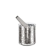 Egizia Ice Bucket Silver with Tongs on Glass Quadrotto Italy