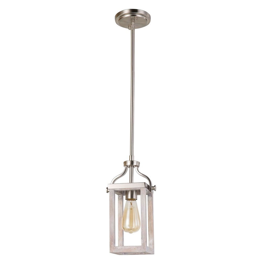 Montrose Acacia Wood & Brushed Nickel 5" Mini Pendant Light