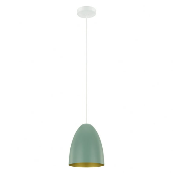 204083A-Eglo Lighting-SarabiaP - 1 Light Pendant-8.66 Inch Tall and 7.48 Inch Wide-Matte White/Pastel Dark Green/Gold Finish