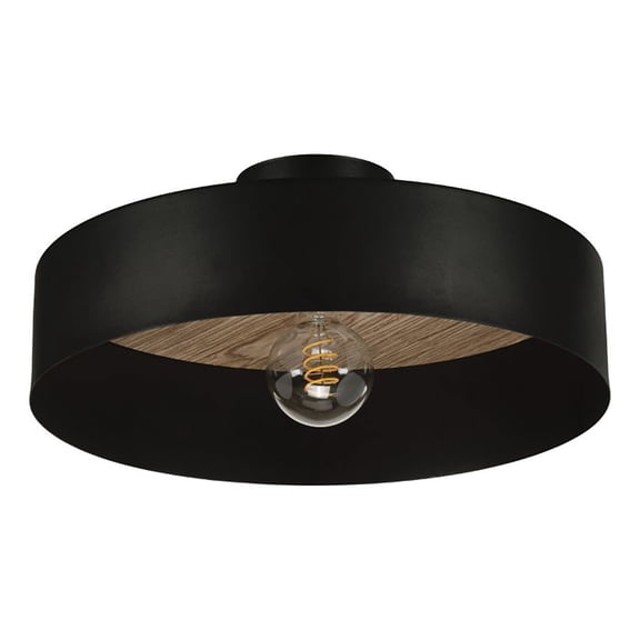 Eglo 206247A Duaia 17" Wide Semi-Flush Drum Ceiling Fixture - Black / Sandalwood