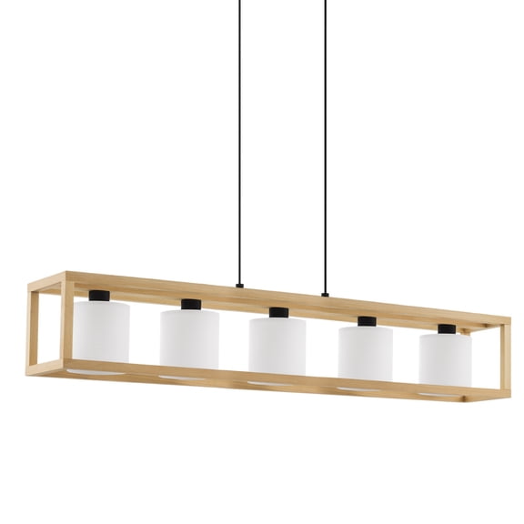 Eglo 390102A Granados 5 Light 46" Wide Linear Pendant - Natural Wood