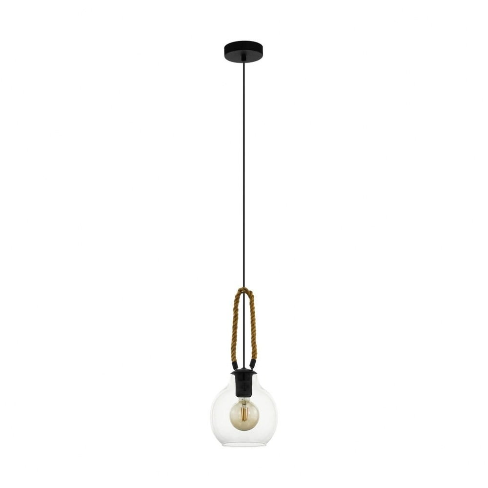 Roding Transitional Black Mini Pendant with Clear Glass Shade