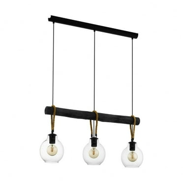 Eglo 43618A Roding 3 Light 35" Wide Commercial Wood Linear Pendant - Structured Black
