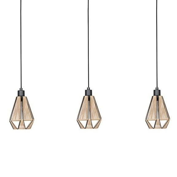 Eglo 43777A Adwickle 3 Light 7" Wide Multi Light Pendant - Black / Natural Fabric