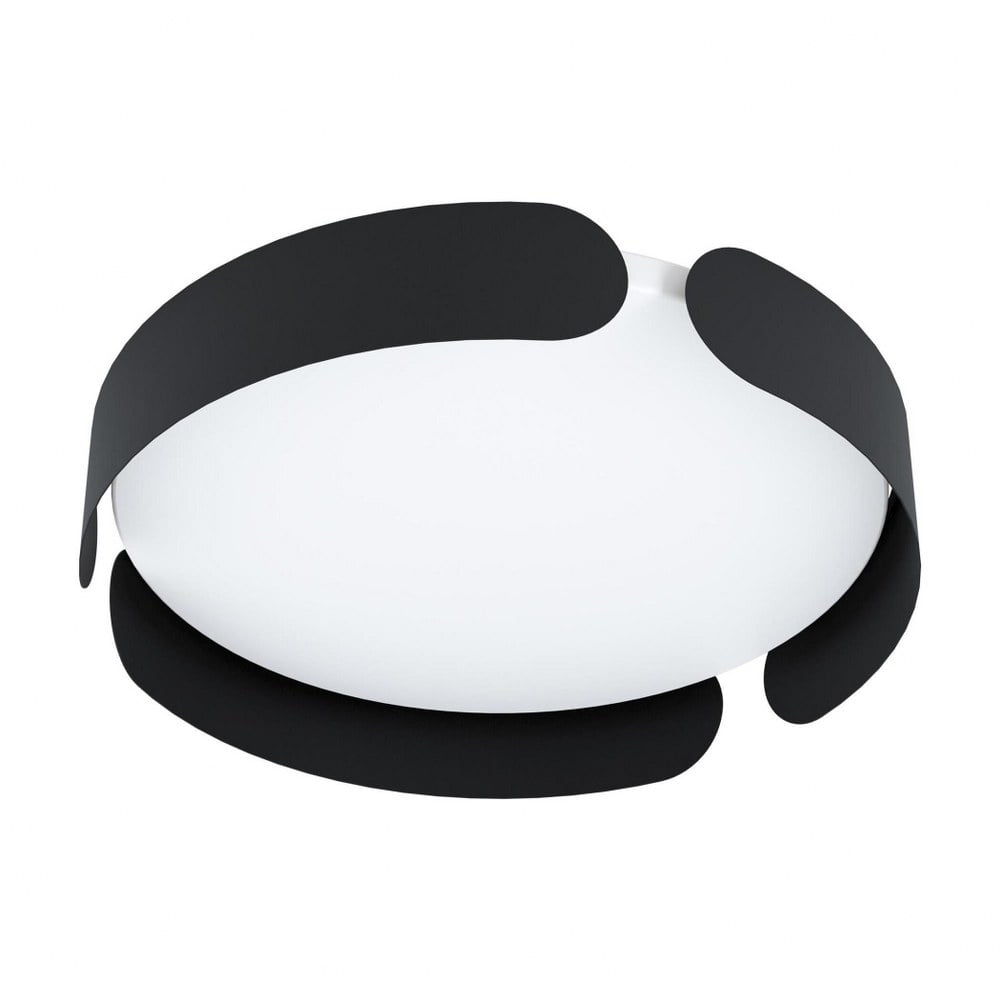 White Glass LED Flush Mount Ceiling Light, 13.75"
