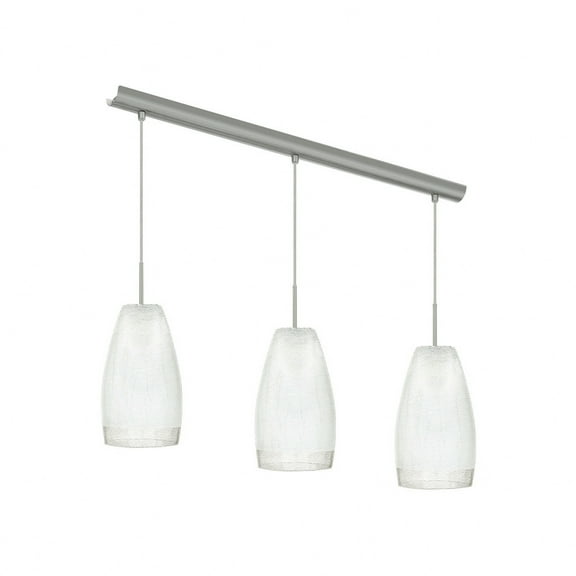 Eglo Crash 3 Light Kitchen Island Pendant Ceiling Mount Fixture, Nickel
