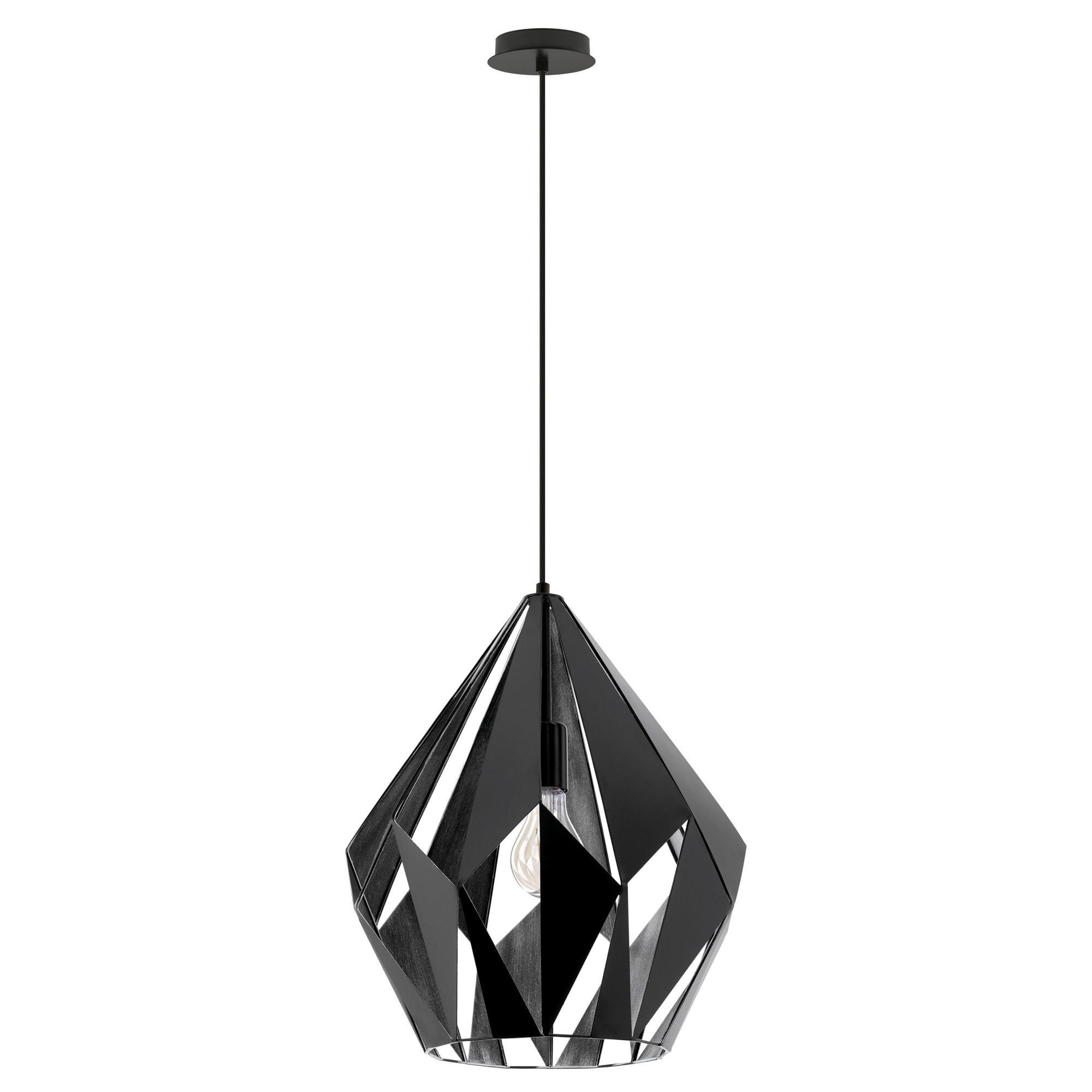 Carlton 20" Contemporary Matte Black & Silver Geometric Pendant