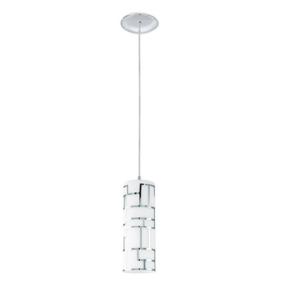 92562A-Eglo Lighting-Bayman - One Light Mini Pendant-Chrome Finish-White Glass Color   -Traditional Installation