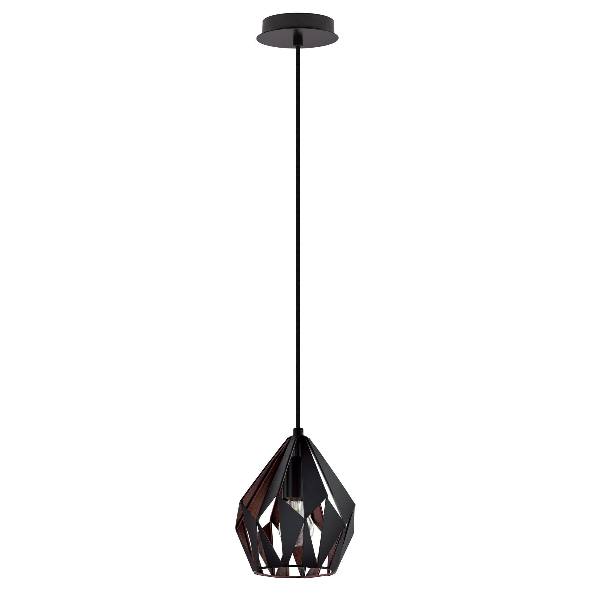 Carlton 3 Matte Black & Copper Geometric Pendant Light