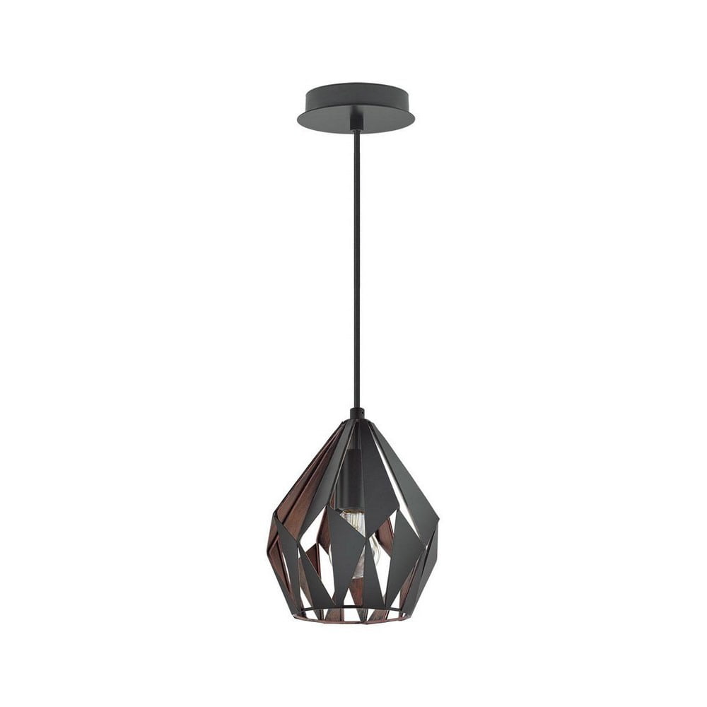 Carlton 3 Matte Black & Copper Geometric Pendant Light